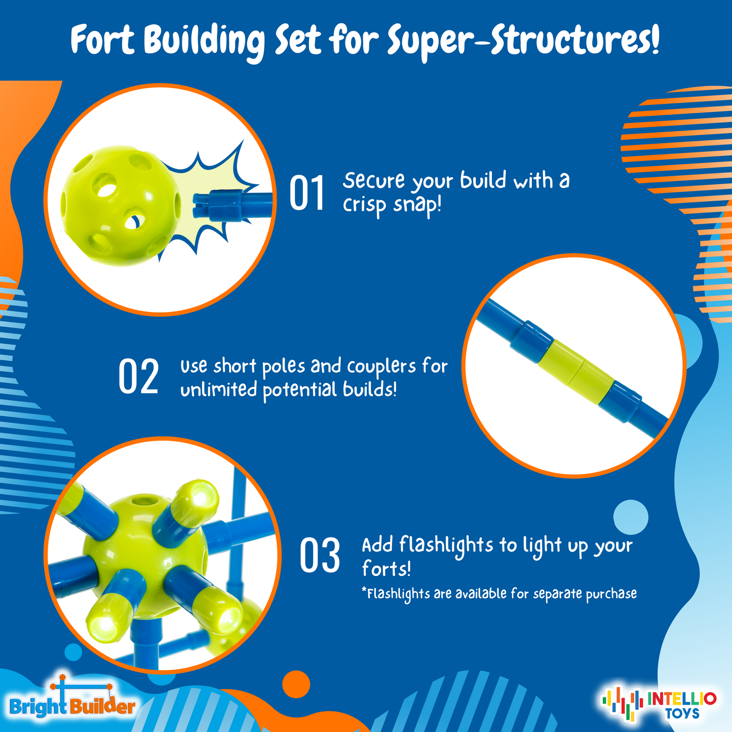Intellio Toy's Fort Building Kit Set - Blue/Green
